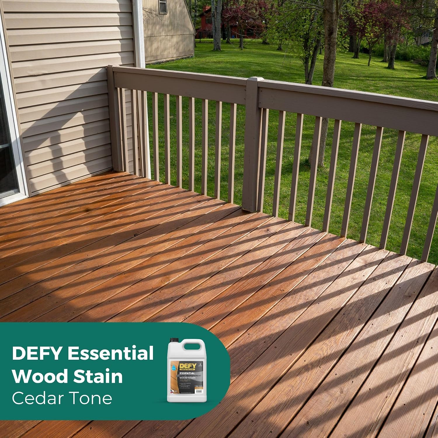 DEFY Essential Semi-Transparent Outdoor Wood Stain and Sealer in One, 1 Gallon,