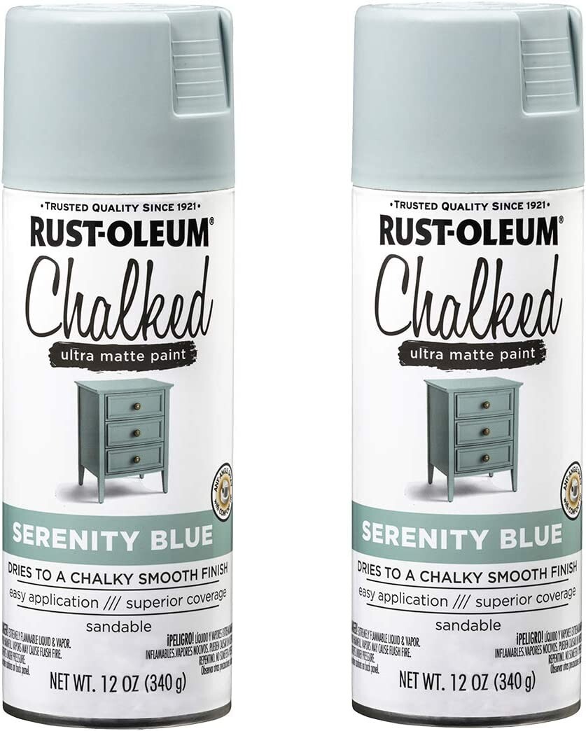 Rust-Oleum 302595 Chalked Ultra Matte Spray Paint, 12oz Pack of 2, Serenity Blue