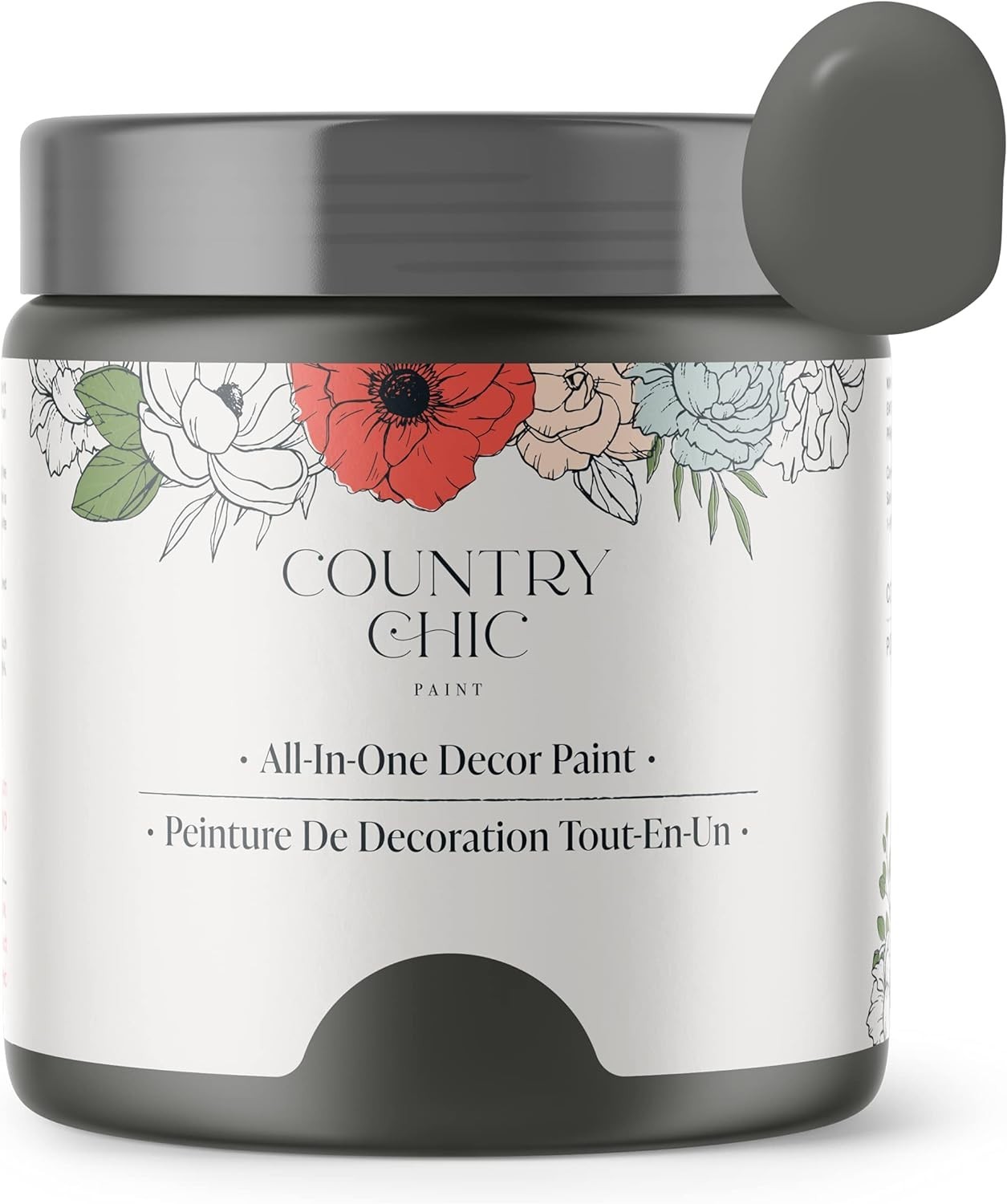 Quick-Drying Chalk Paint for Furniture – 4oz Rocky Mountain Charcoal Grey Finish