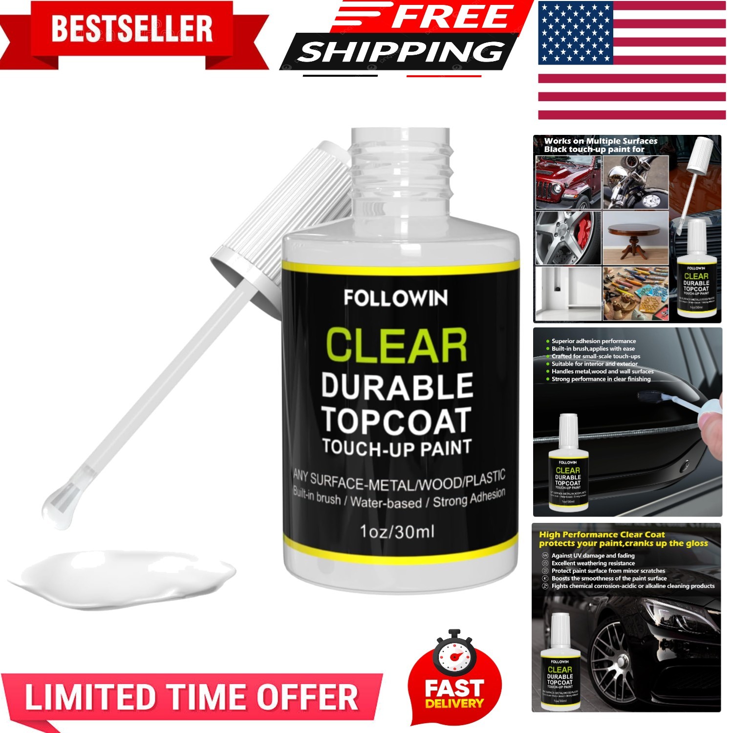 Automotive Clear Coat,Gloss Clear Finished Car Touch Up Paint,Use on Exterior…