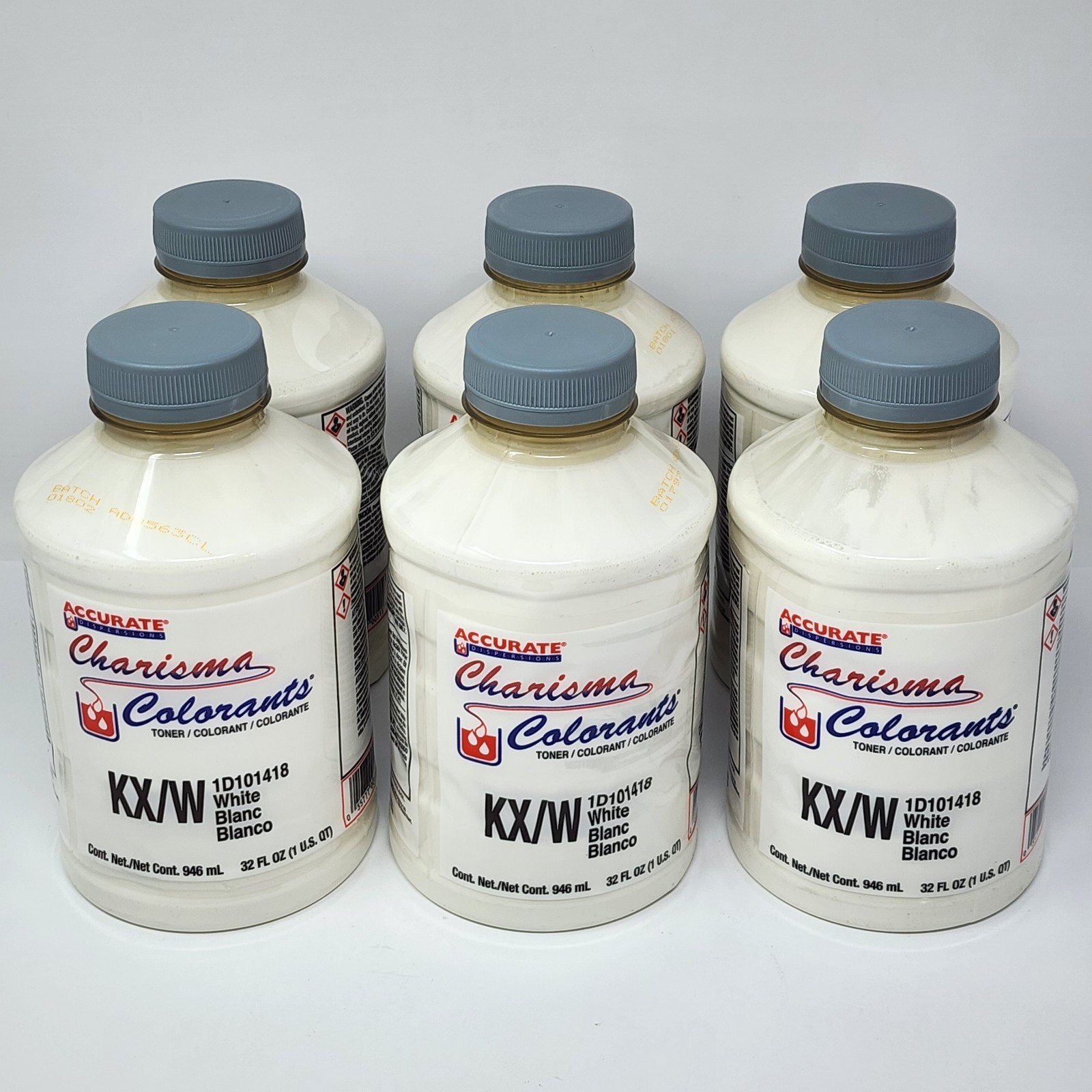Accurate Charisma Colorants WHITE Tint Toner KX/W 1D101418 32 fl oz (6 Pack)