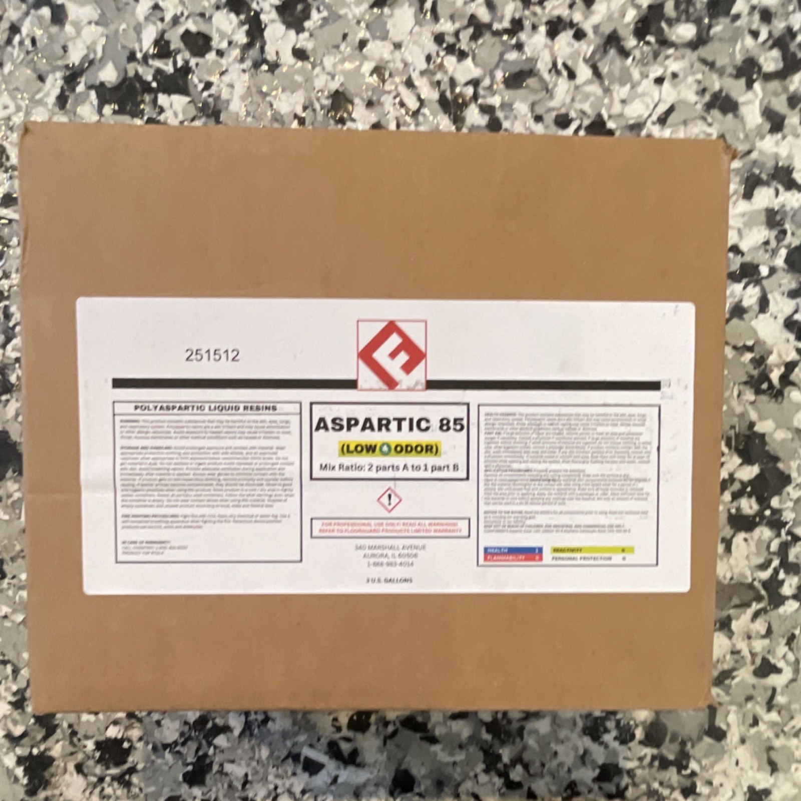 Polyaspartic Liquid Resin Low Odor Clear 3 Gal kit. Base and top coat.