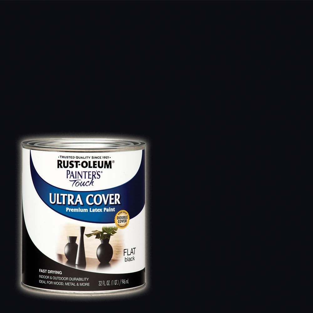 Rust Oleum Painter’s Touch Flat Black Paint 1 Quart Pack Of 2 Quick Drying