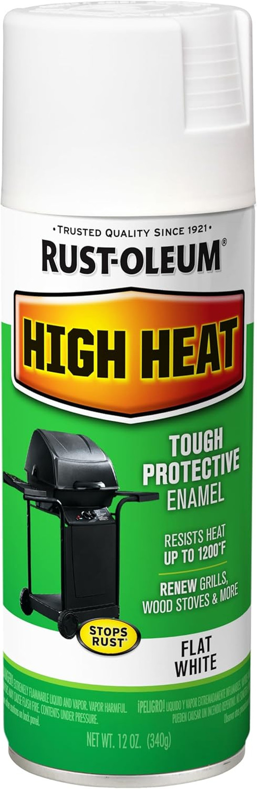7751830 High Heat Enamel Spray Paint, White, 12-Ounce