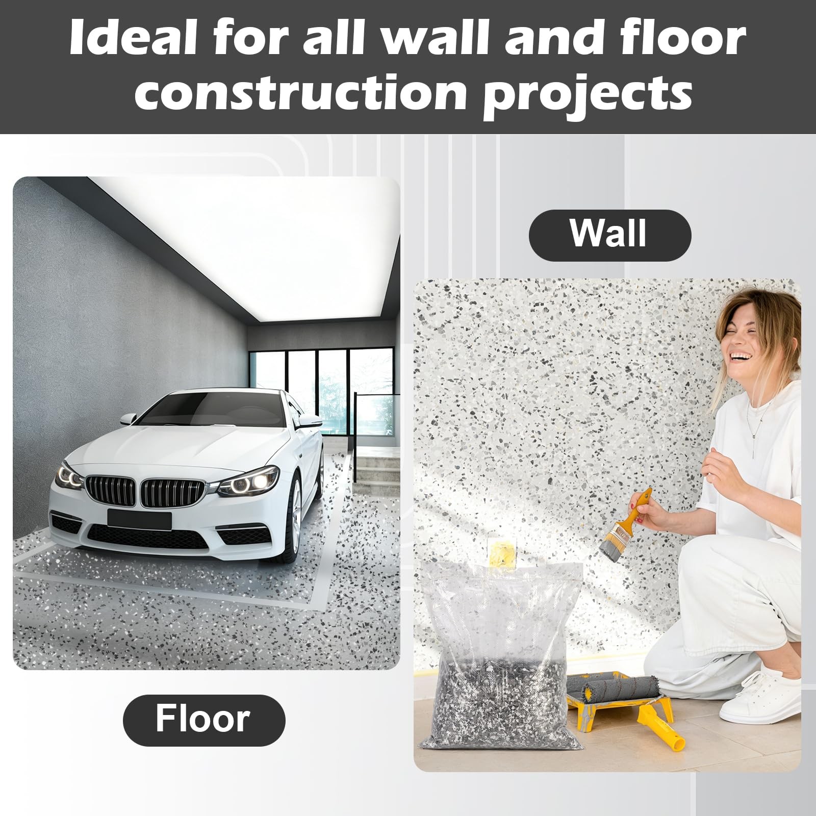 12.4lbs / 5.6 kg Epoxy Floor Flakes Black Gray White 3-5mm Blend Decorative C…