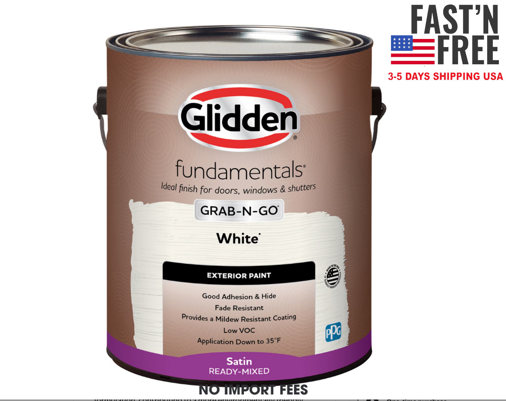 Glidden Fundamentals Grab-N-Go White Satin Exterior Paint, 1 Gallon