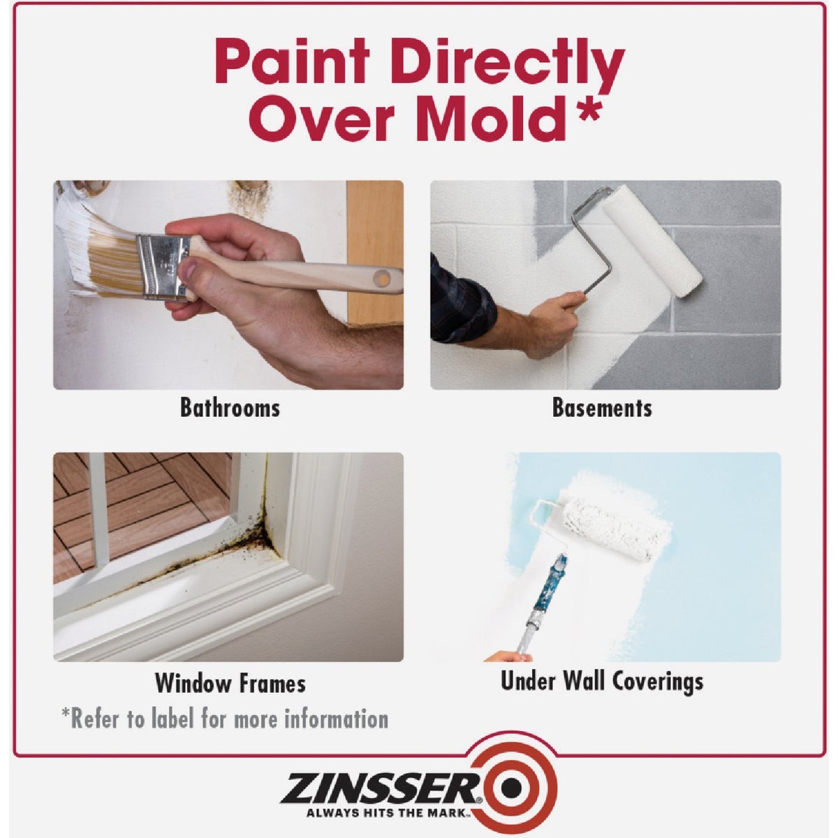 Zinsser Mold Killing Interior/Exterior Primer, White, 1 Qt. 276087 Zinsser