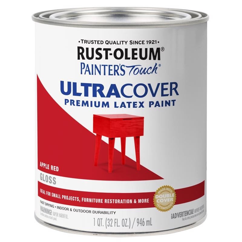 Rust-Oleum Ultra Cover GLOSS 1 qt. Premium Latex Paint APPLE RED 1513639 NEW