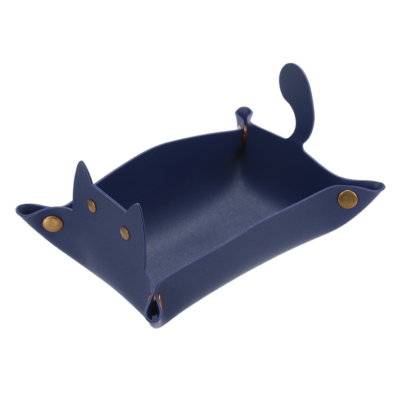 Leather Valet Tray, Folding Jewelry Tray Organizer, Blue
