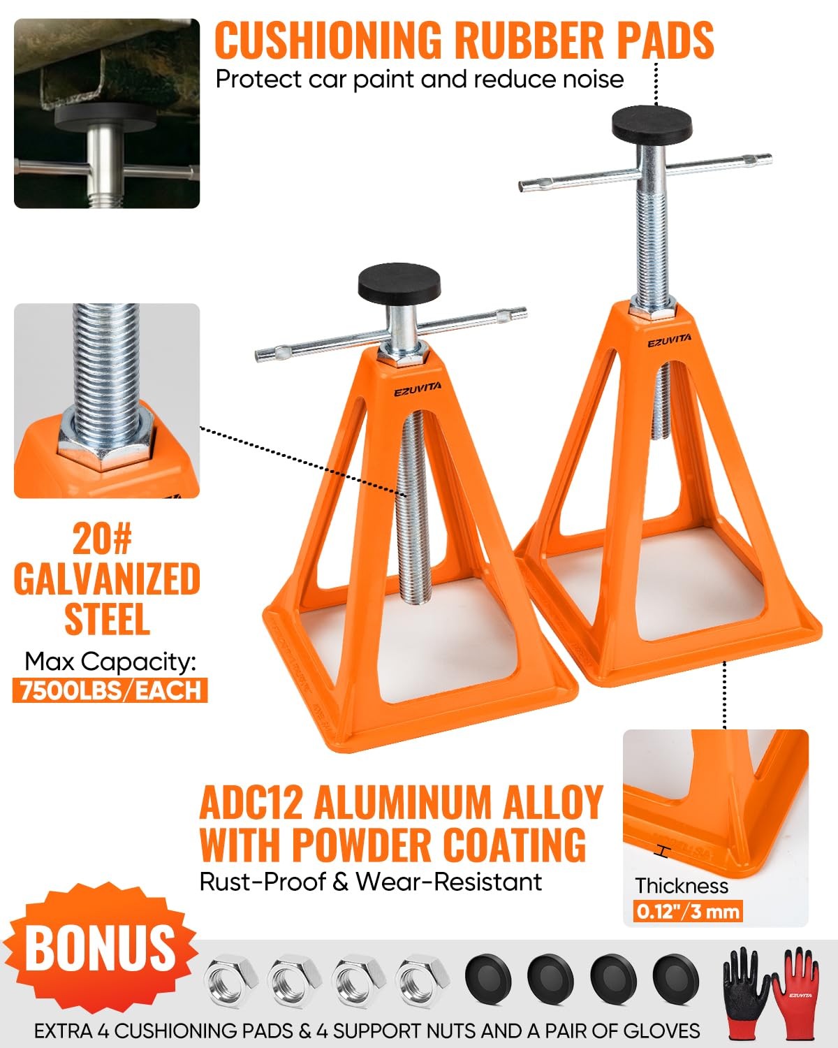 Ezuvita 4-Pack Rv Stabilizer Supports Up To 7500 Lbs Adjustable 1117 Heavy Duty