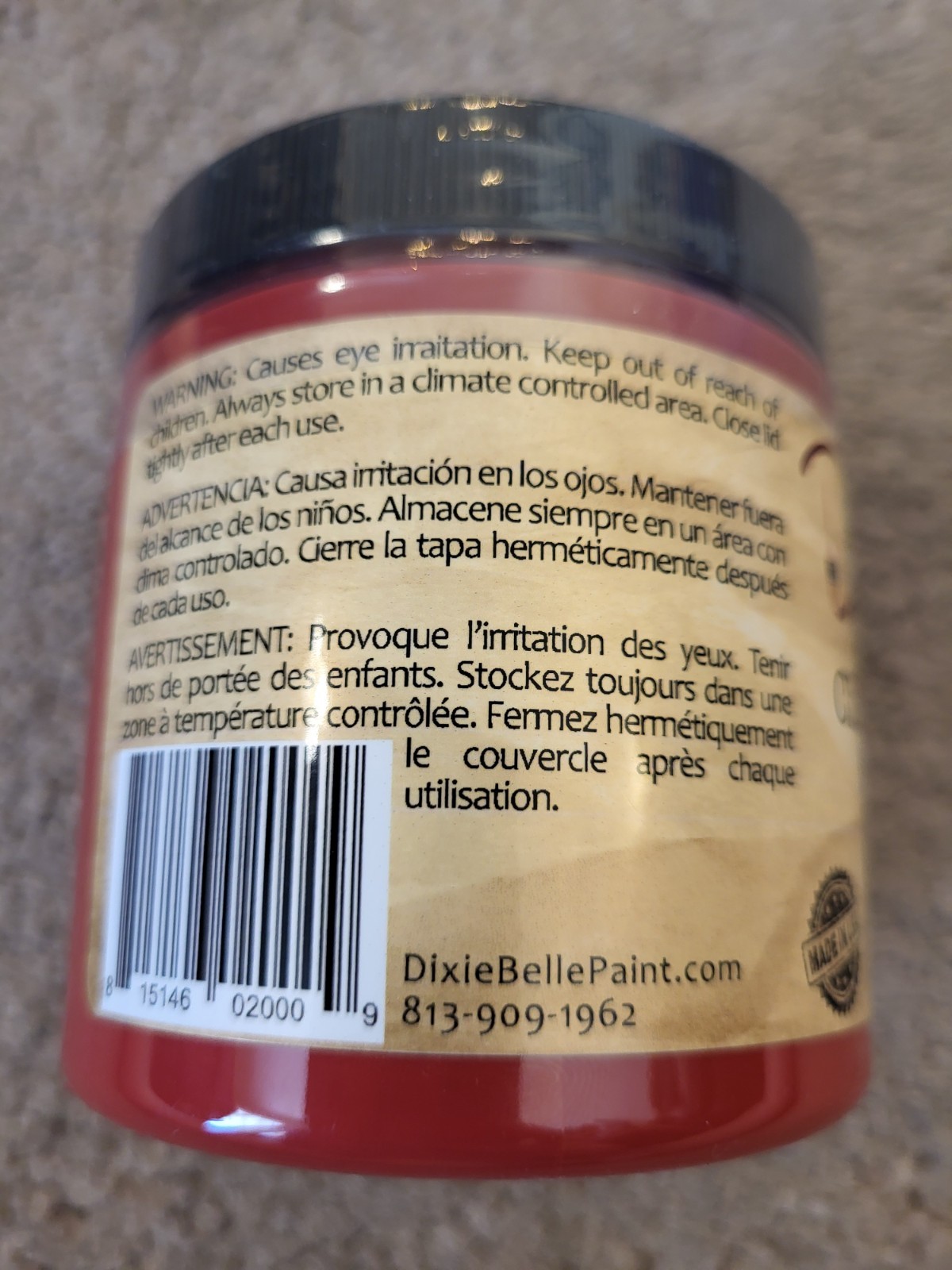 Dixie Belle Chalk Mineral Paint BARN RED 8 oz NEW