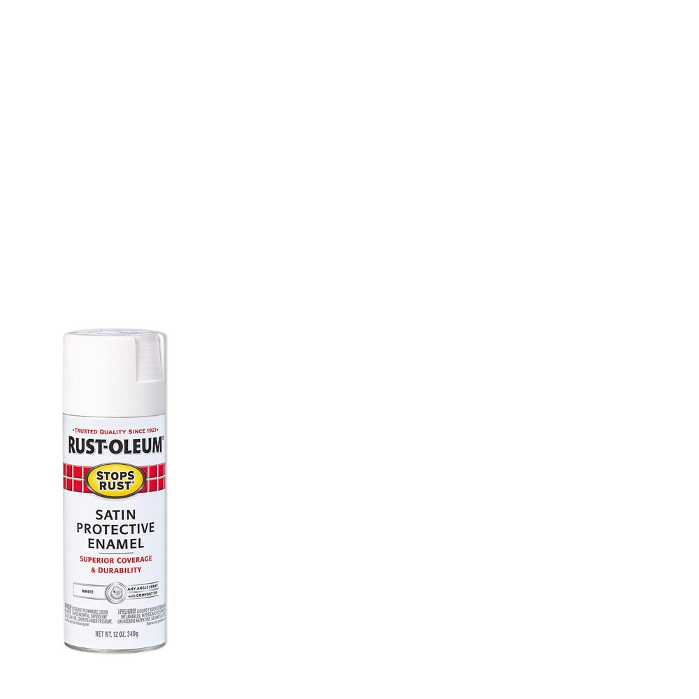 All Surfaces Rust Resistant Satin Protective Enamel White Spray Paint 12 Oz