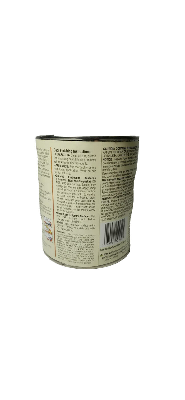 Quart Can ZAR 129 AMBER VARNISH Oil Based Interior Wood Stain 12912 14H04 Green