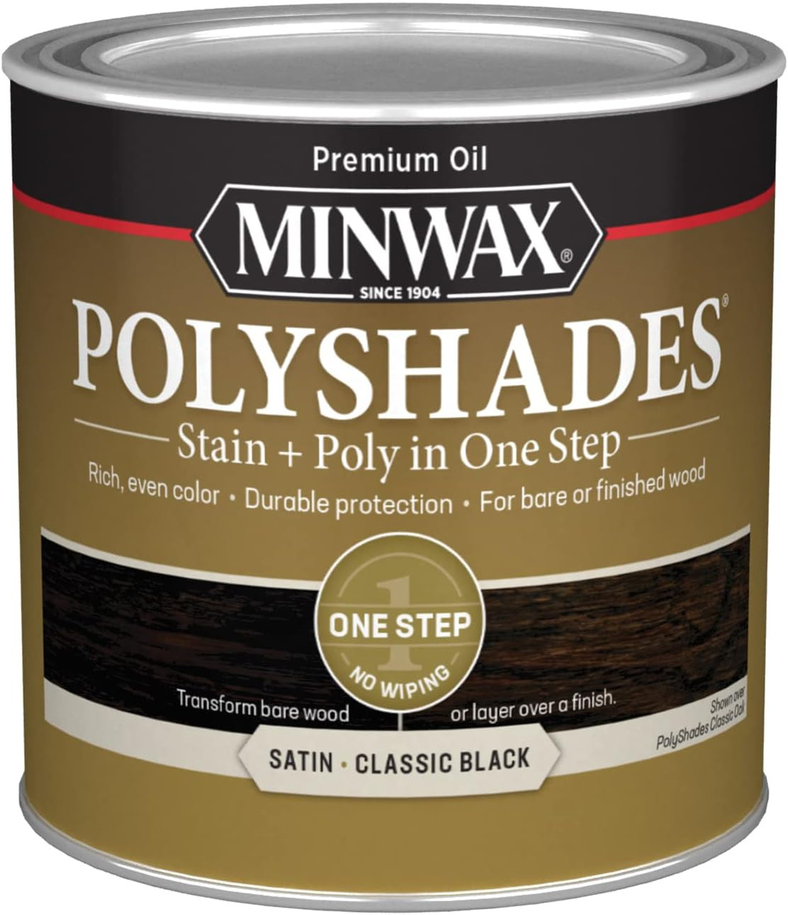 Polyshades Wood Stain + Polyurethane Finish – Quart, Pecan, Satin, Brown