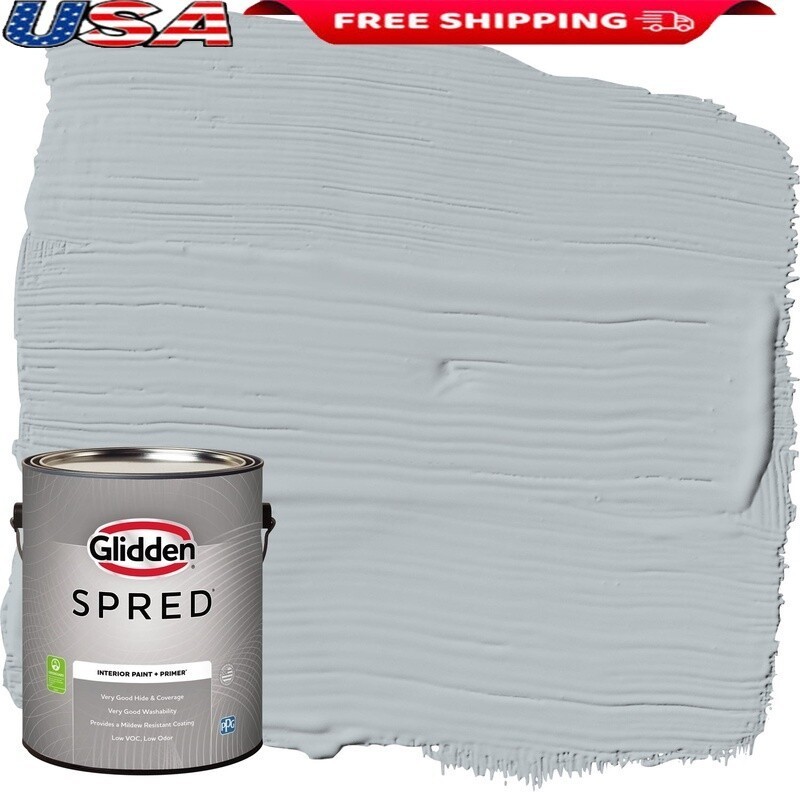 Low VOC Interior Wall Paint Primer Washable Mildew Resistant Gray Frost 1 Gal US