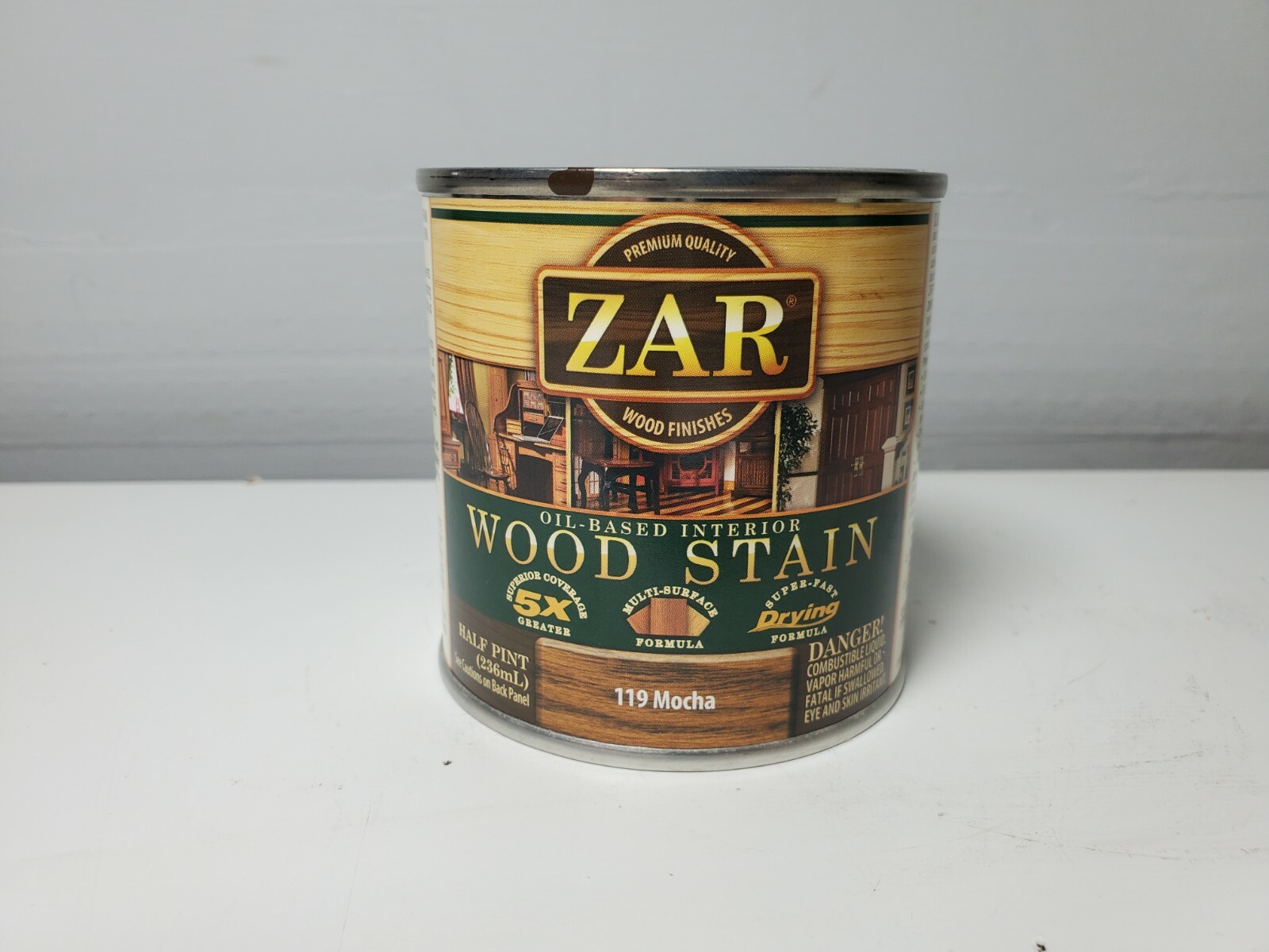 Half Pint Can ZAR 119 MOCHA Oil Based Interior Wood Stain 11906