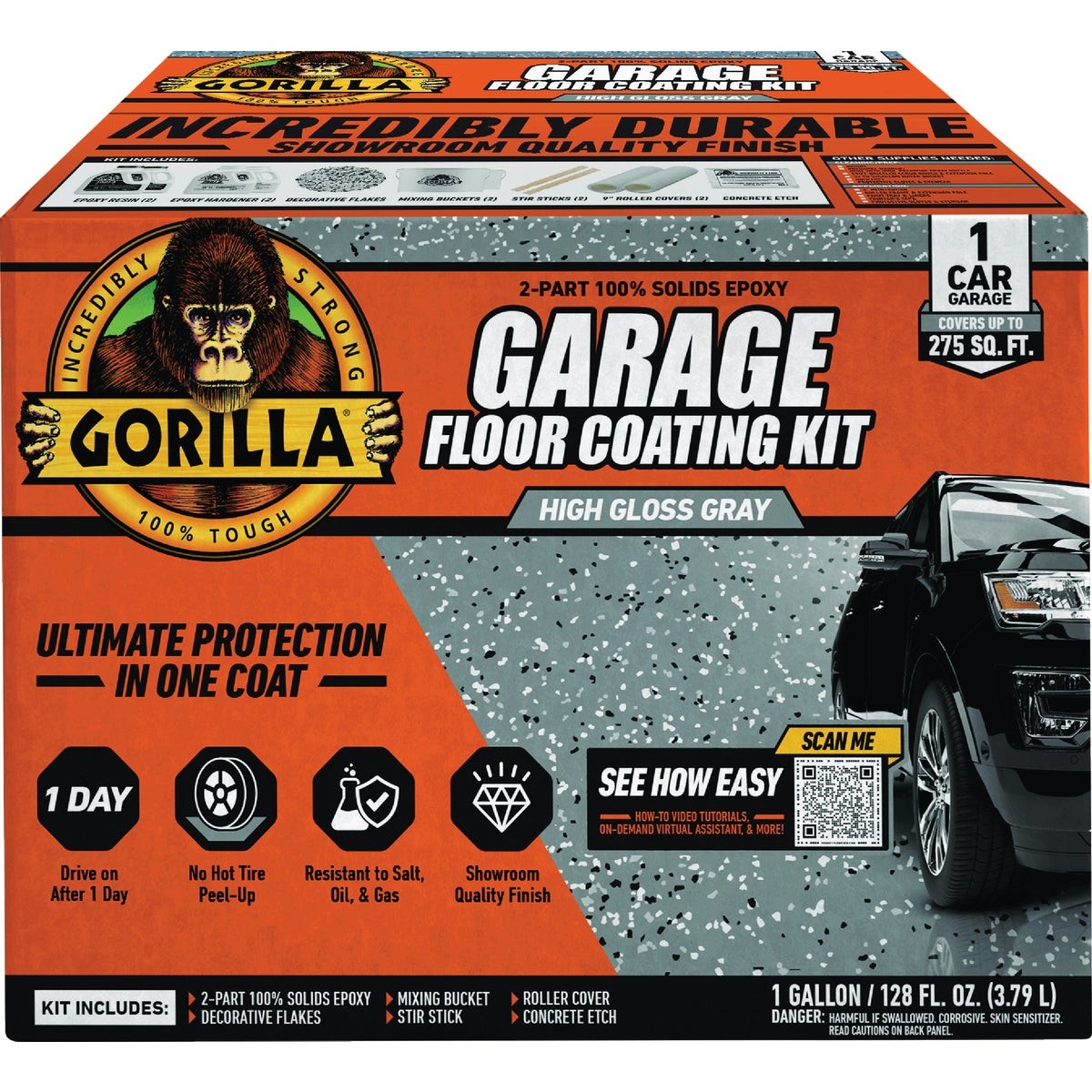 Gorilla Gray Garage Floor Epoxy Coating Kit – 1 Car Coverage 118492 1 Gal. 100%