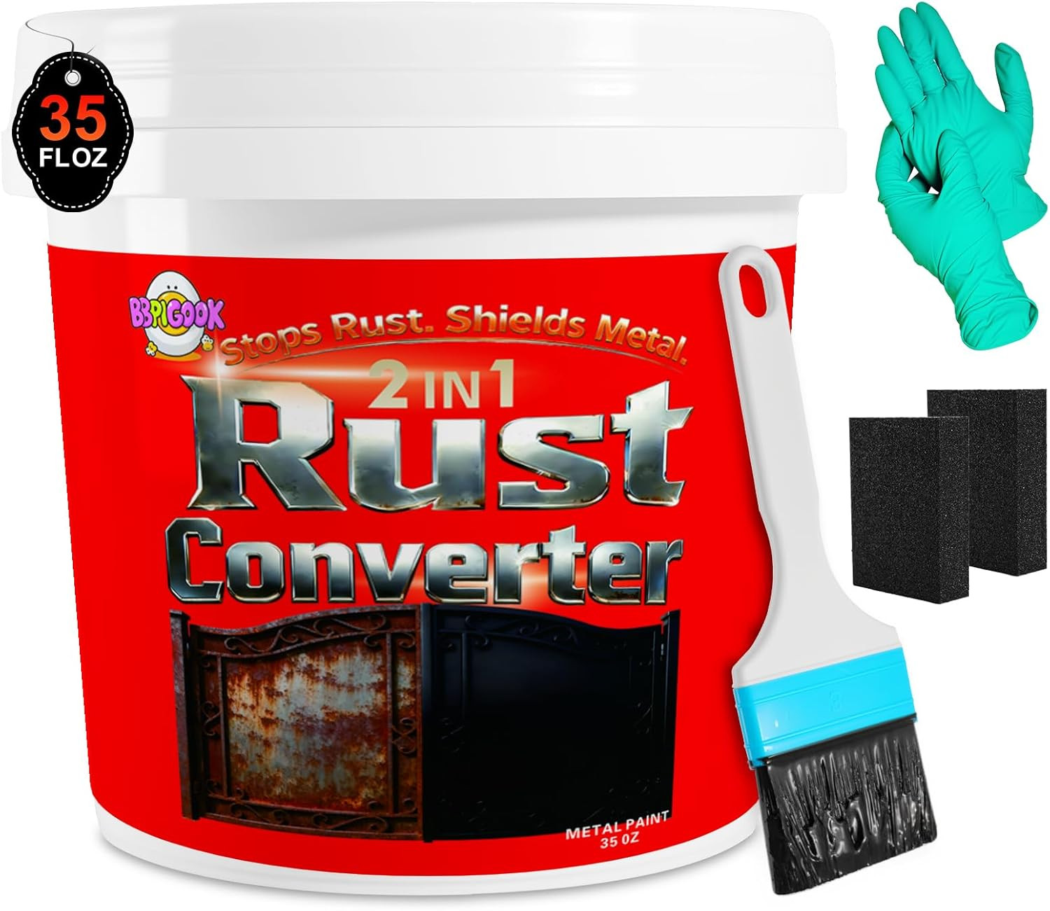 Rust Converter Paint for Metal, 2-In-1 Rust Reformer, Inhibitor & Primer, Water-