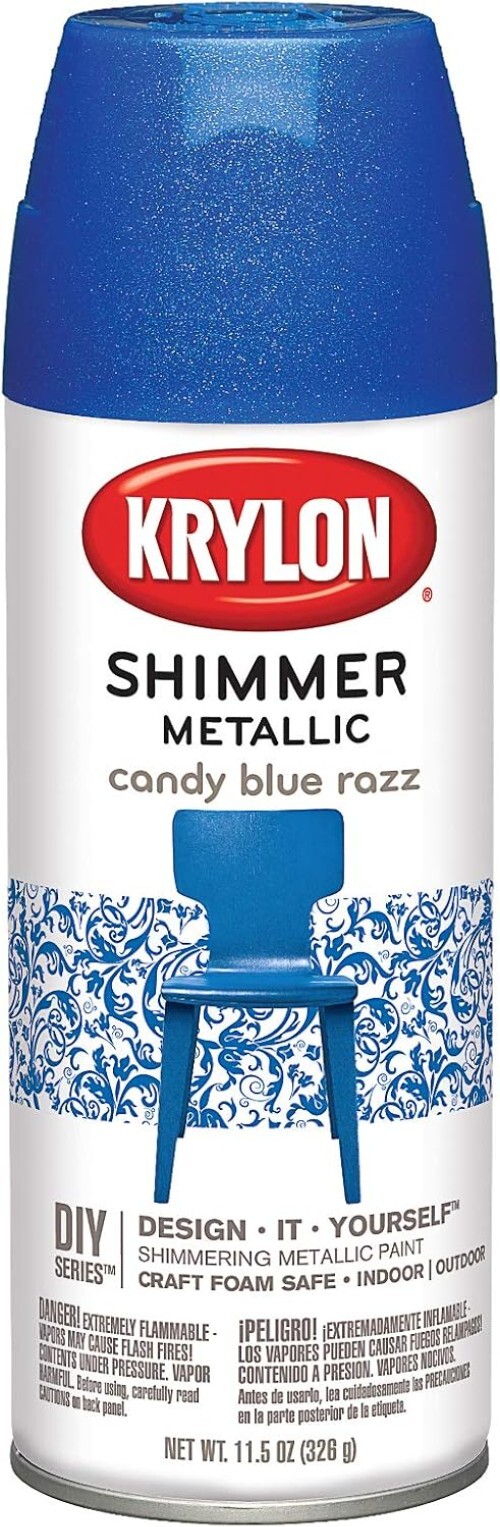 Versatile 11.5-Ounce Blue Shimmer Spray Paint for All Surfaces – Krylon Quality