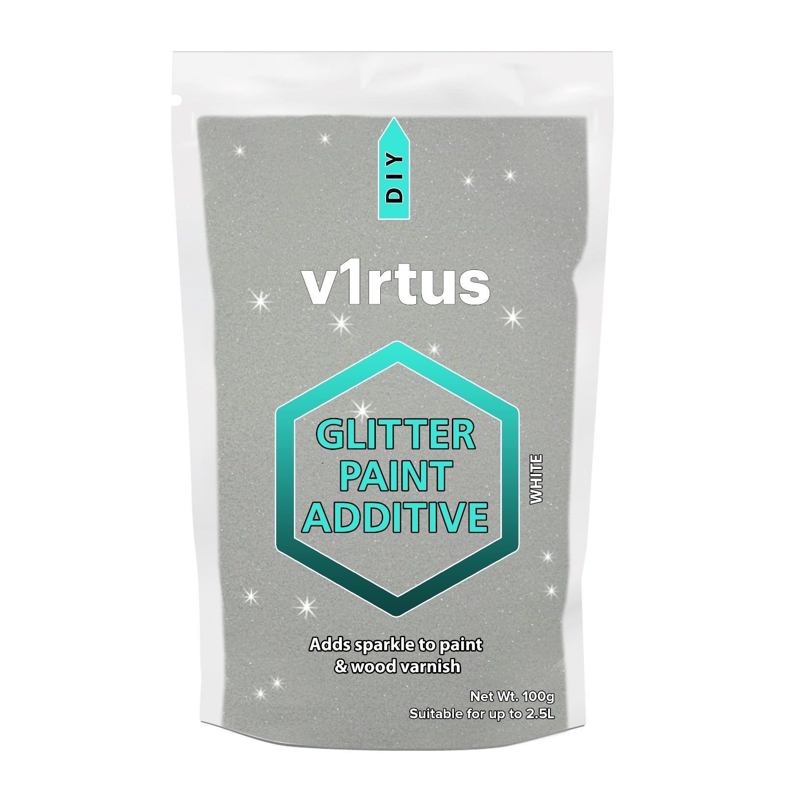 v1rtus White Glitter Paint Additive 100g for Emulsion Wall Ceiling Bedroom Room