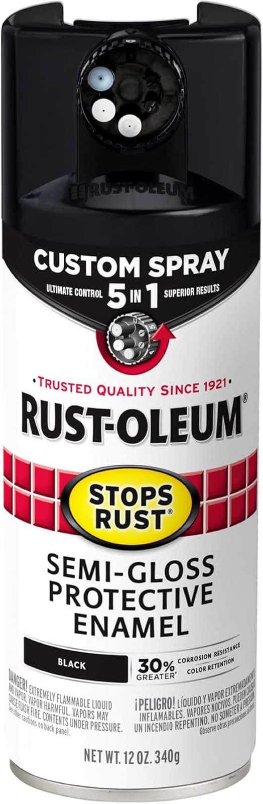 Rust-Oleum 376909 Stops Rust Custom Spray 5-In-1 Spray Paint, 12 Oz, Semi-Gloss