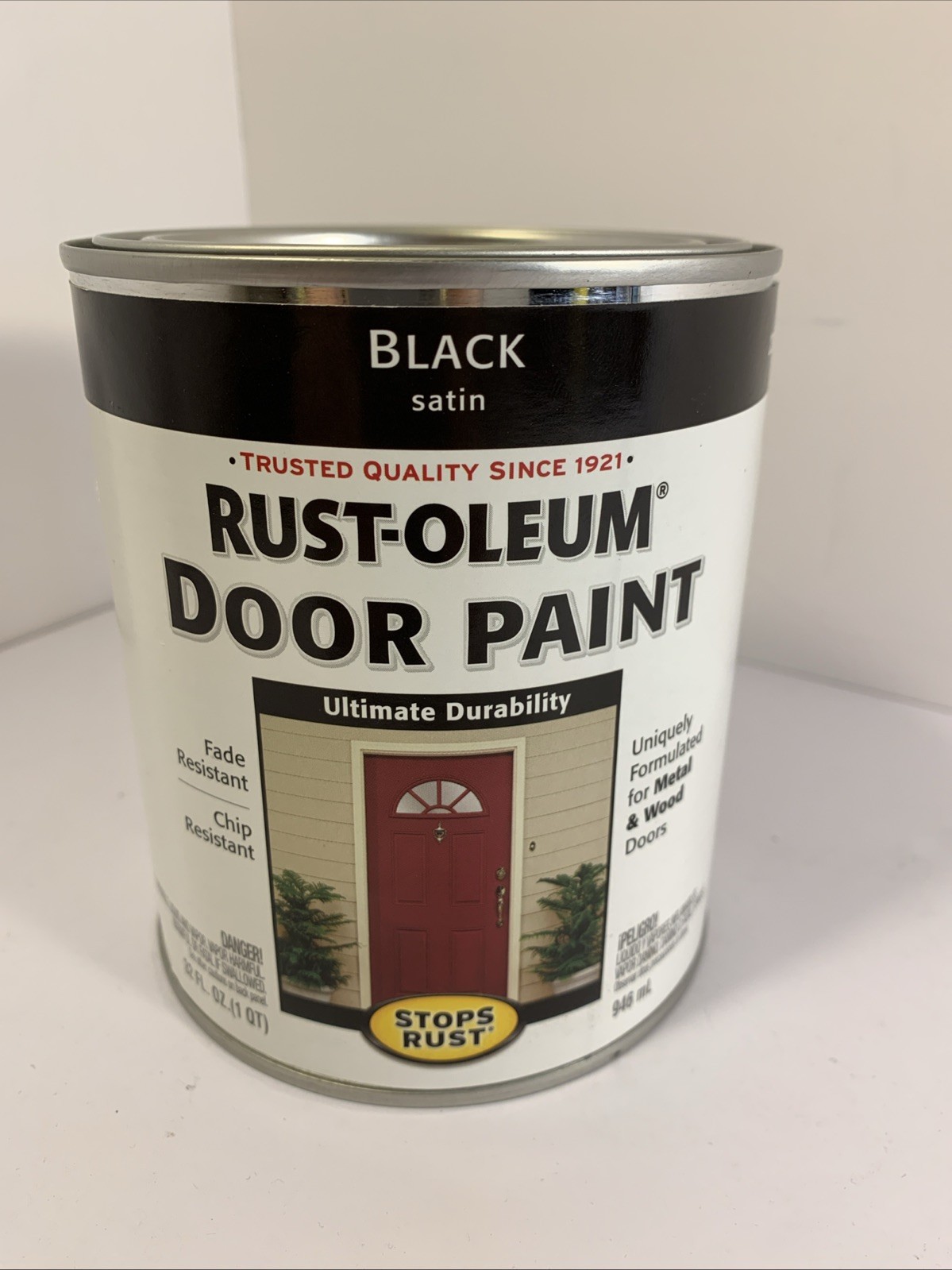 Rust-Oleum 238310 Stops Rust Door Paint Exterior Black Satin 1 Quart