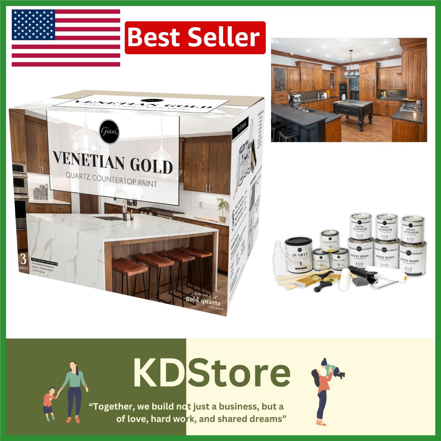 Transform Your Kitchen with Venetian Gold Epoxy Countertop Paint Kit – 159 Fl Oz