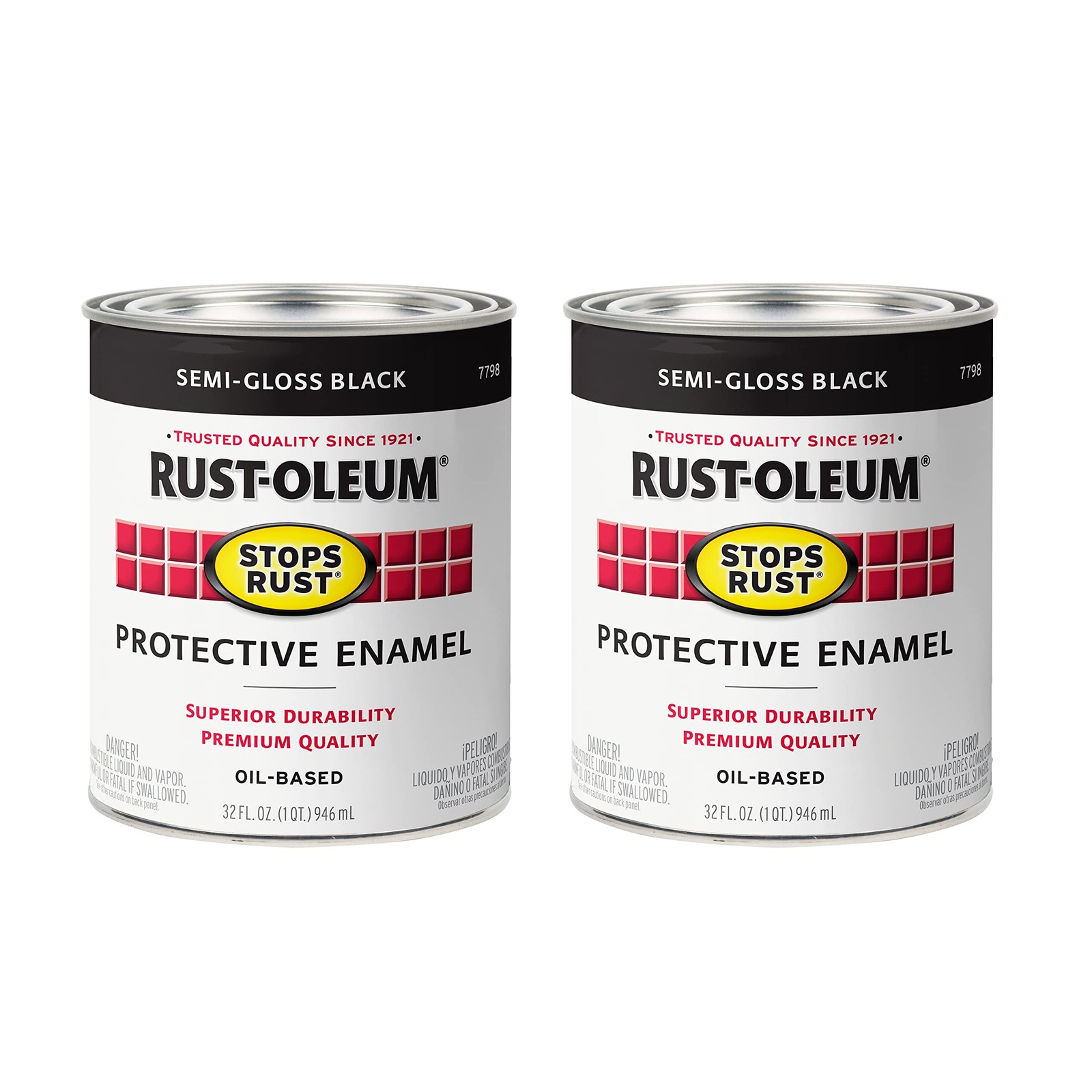 Rust-Oleum 7798502-2PK Stops Rust Brush 1 Count (Pack of 2), Semi-Gloss Black