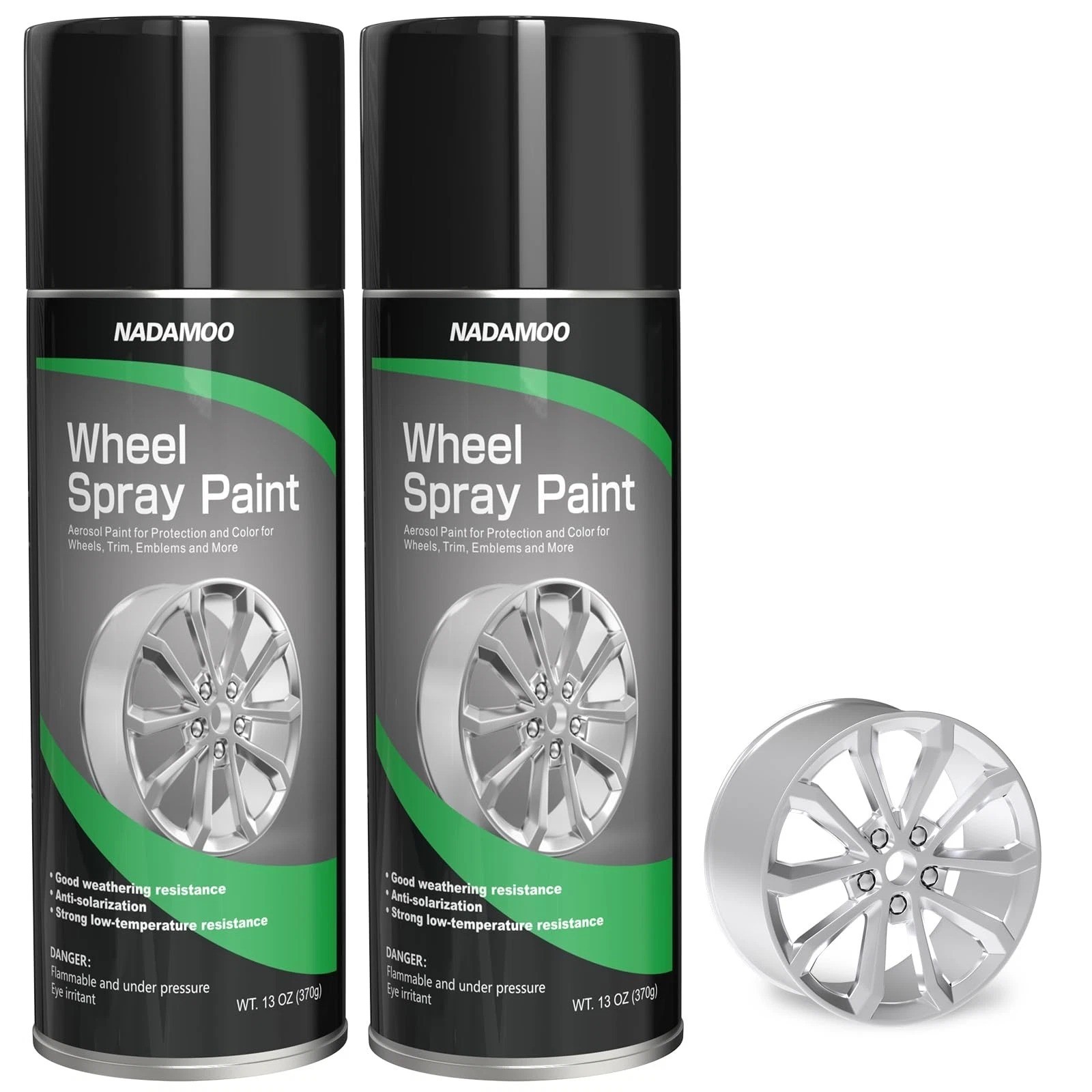 Aluminum Wheel Spray Paint, Semi-Gloss, 2 Cans, 13 Oz Each – For Car Rims