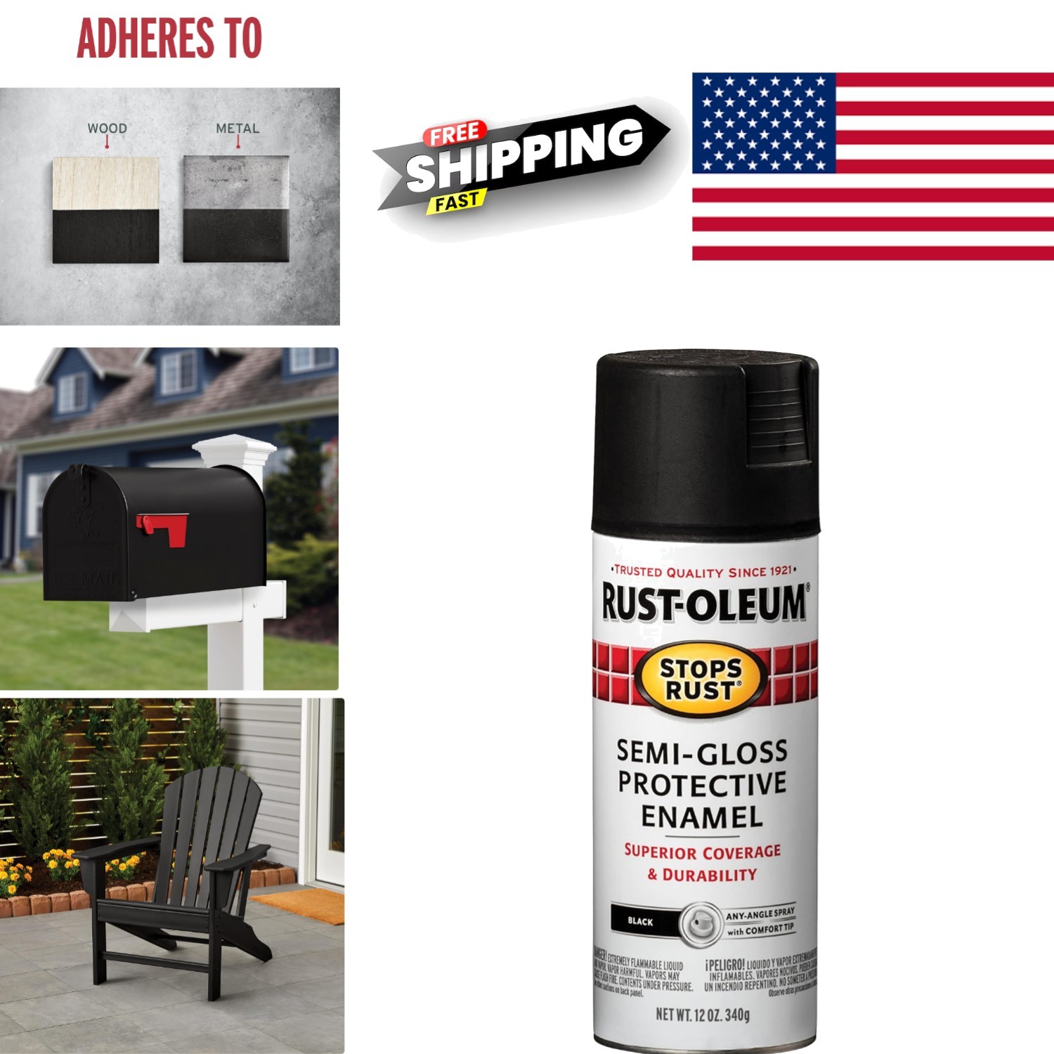 Protective Enamel Spray Paint 12 Ounce Semi Gloss Black Long Lasting Coating
