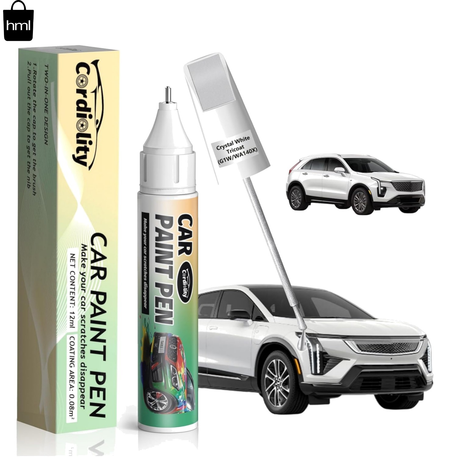 Crystal White Tricoat Touch-Up Paint Pen for Effortless Cadillac Scratch Repair