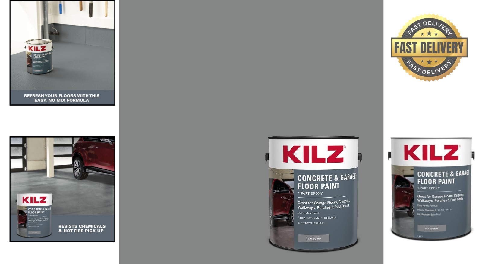 Durable Satin 1-Part Epoxy Acrylic Paint – 300-400 Sq. Ft. Coverage, Slate Gray