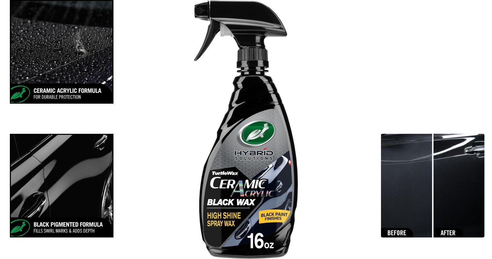 Hybrid Solutions Ceramic Acrylic Black Car Wax Spray, Restores Apperance of Blac