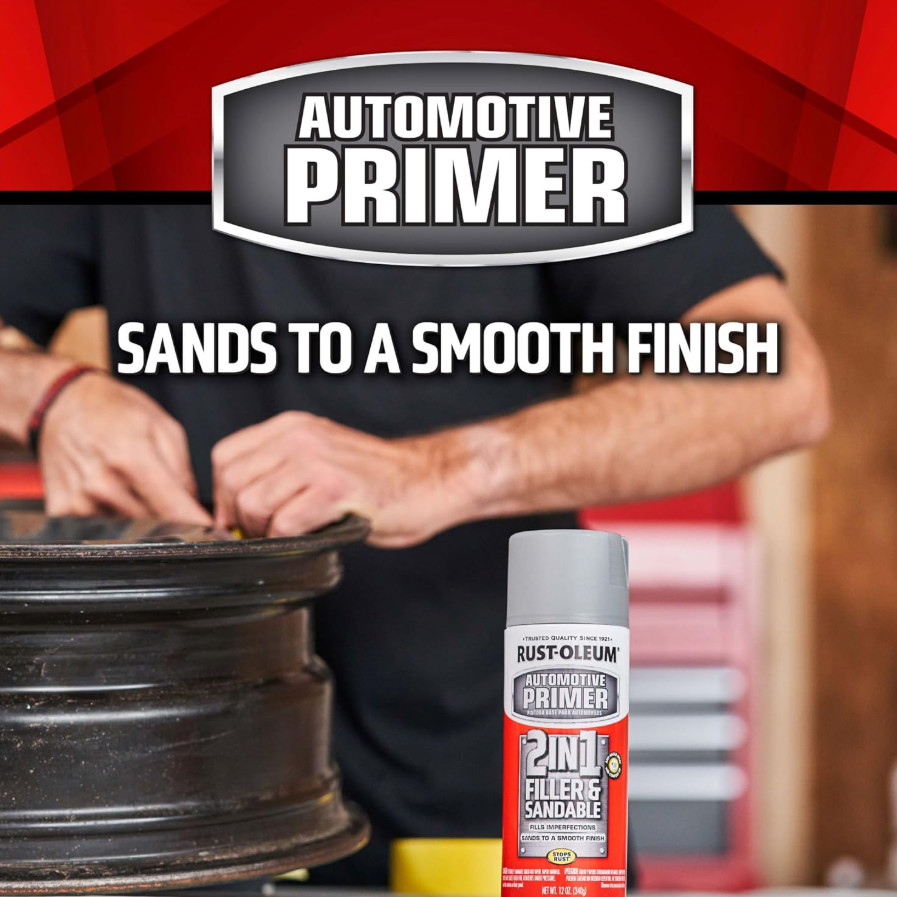 Rust-Oleum 2in1 Filler Primer Spray Gray Sandable Auto Metal Fast Dry Aerosol