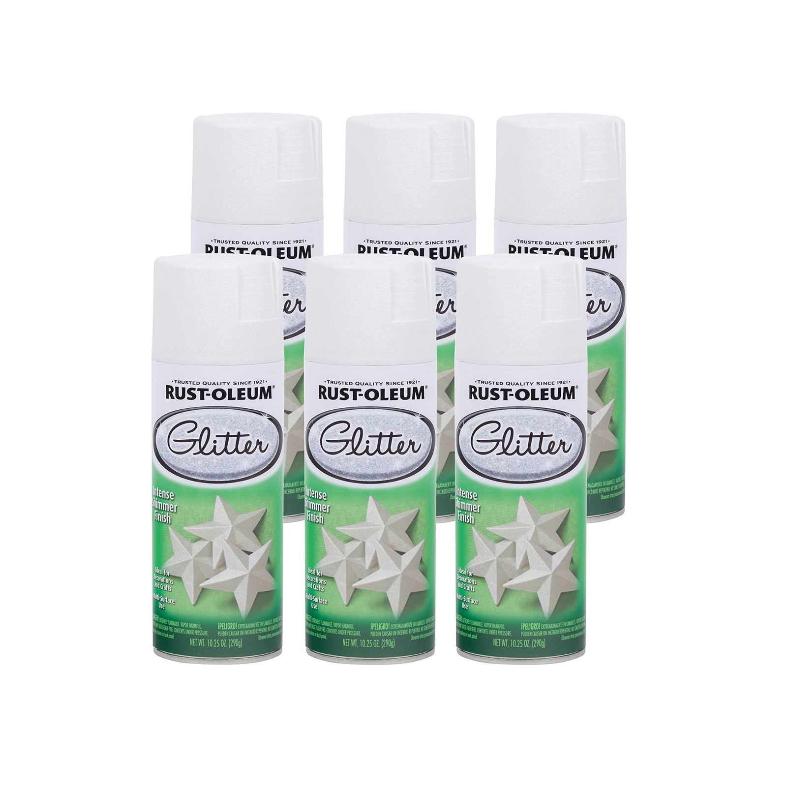 Rust Oleum Glitter Spray Paint 10.25 Ounce Pearl White Pack of 6 Interior Use