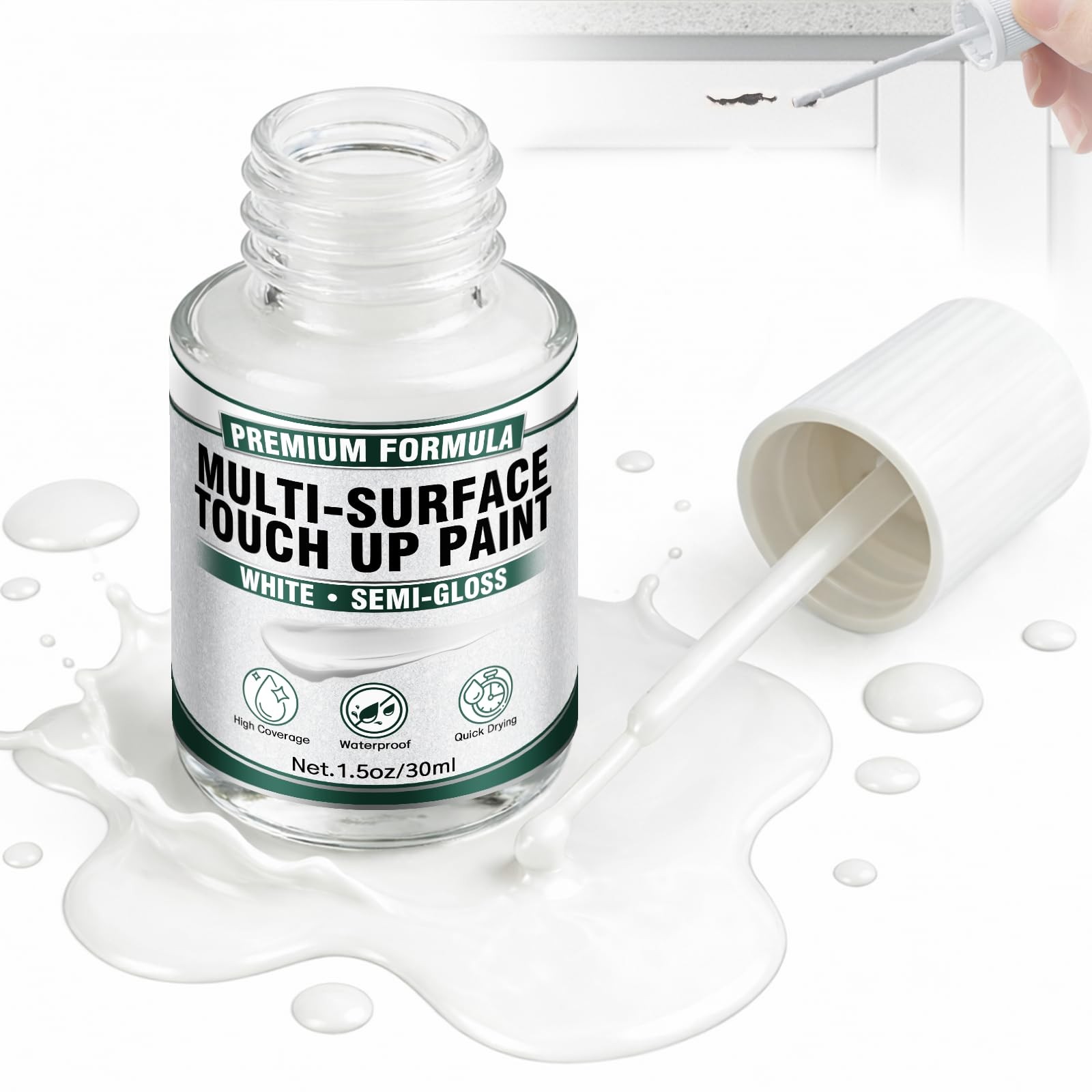 White Touch Up Paint, White Paint for Walls, Doors, Cabinets & Furniture, Hig…