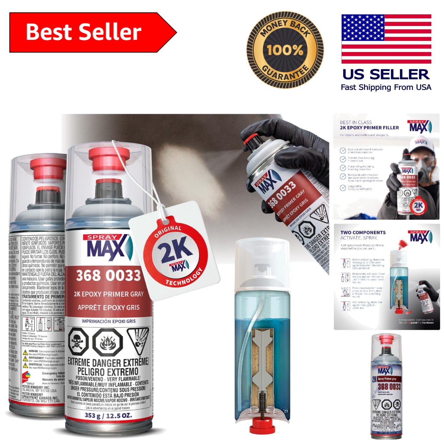 Fast-Drying 2K Epoxy Primer for Metal – 12.5 oz Professional Automotive Spray