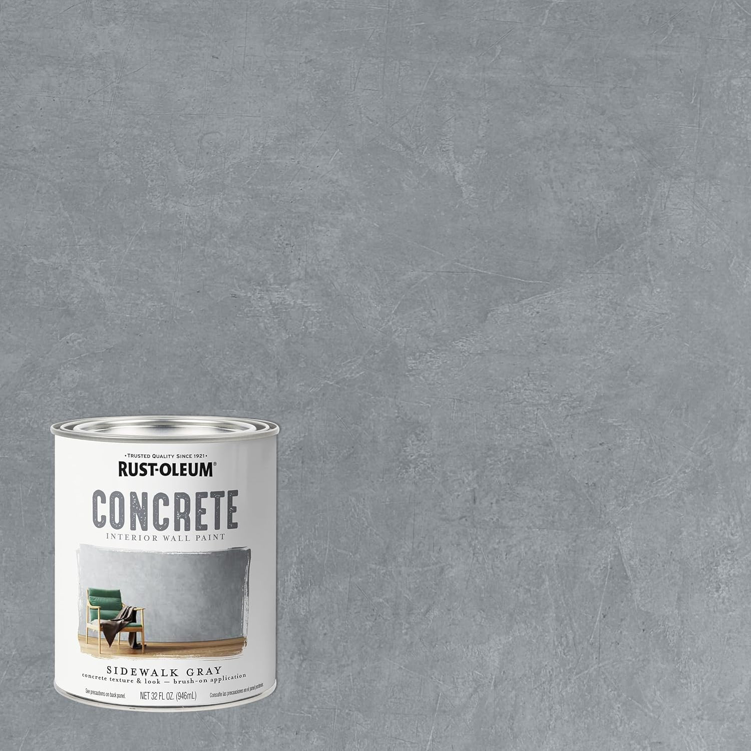 Concrete Interior Wall Paint 2-Pack, Quart Size, Sidewalk Color, 0.25 Gallon