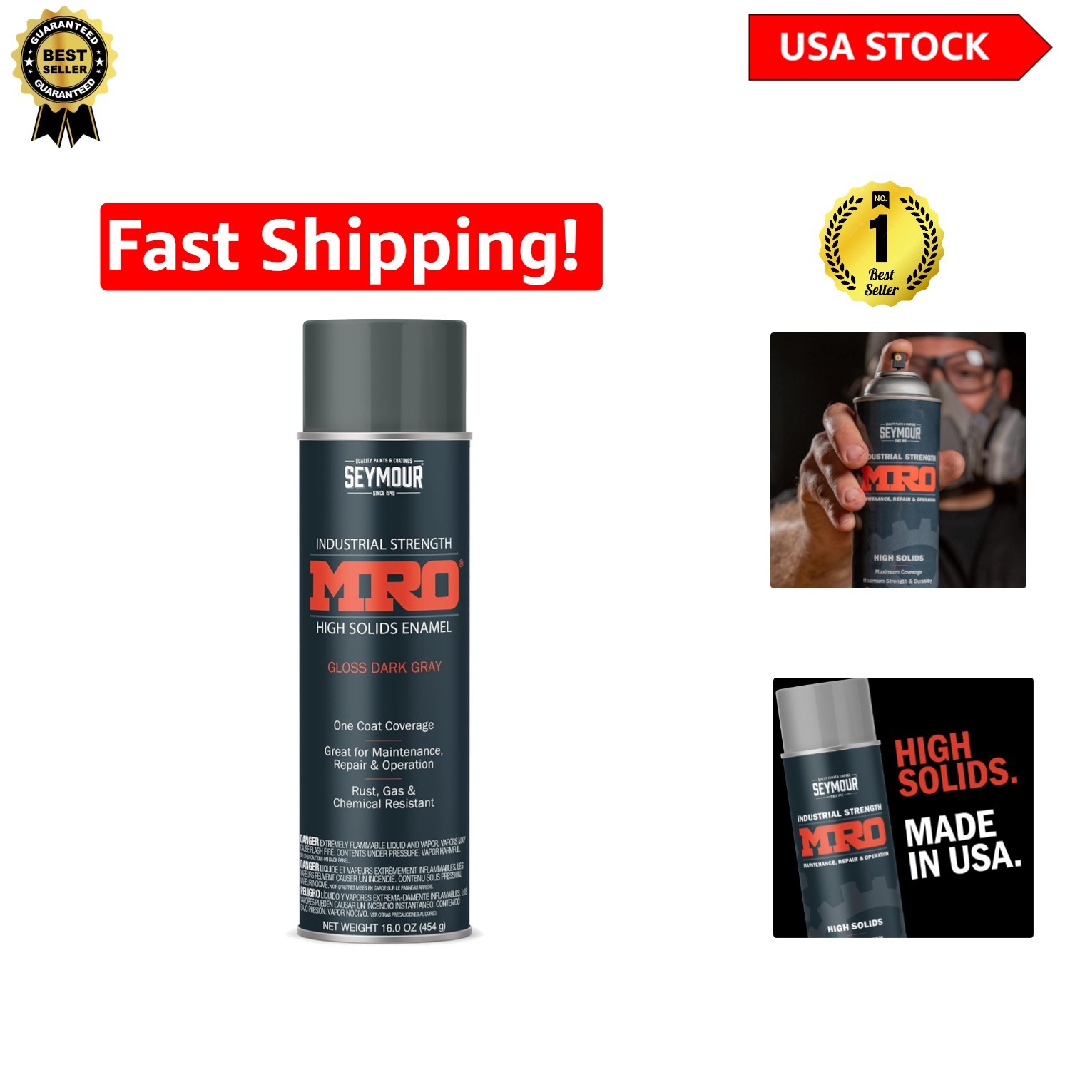 16 oz Dark Machinery Gray High Solids Rust Resistant Spray Paint – VOC Compliant