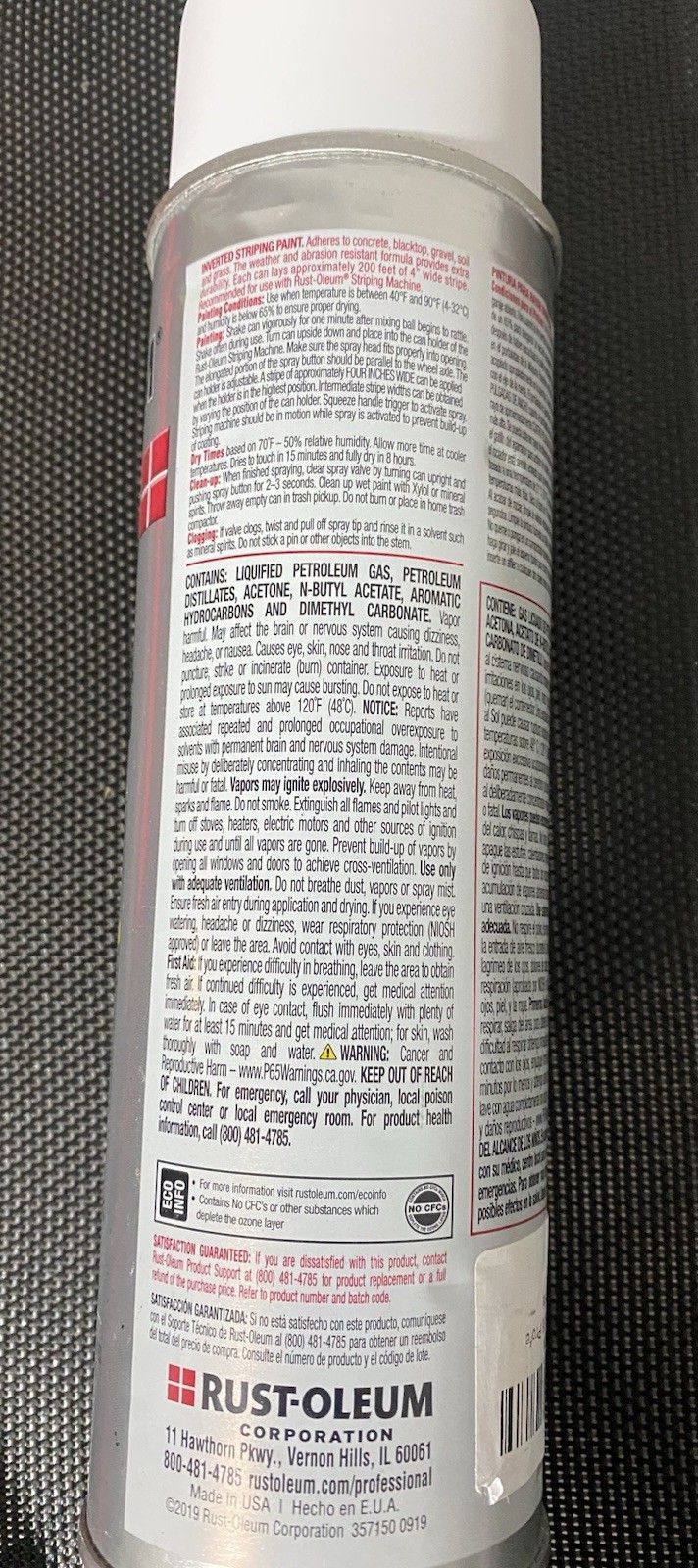 Rust-Oleum Professional Inverted Striping Paint 18 oz White NEW