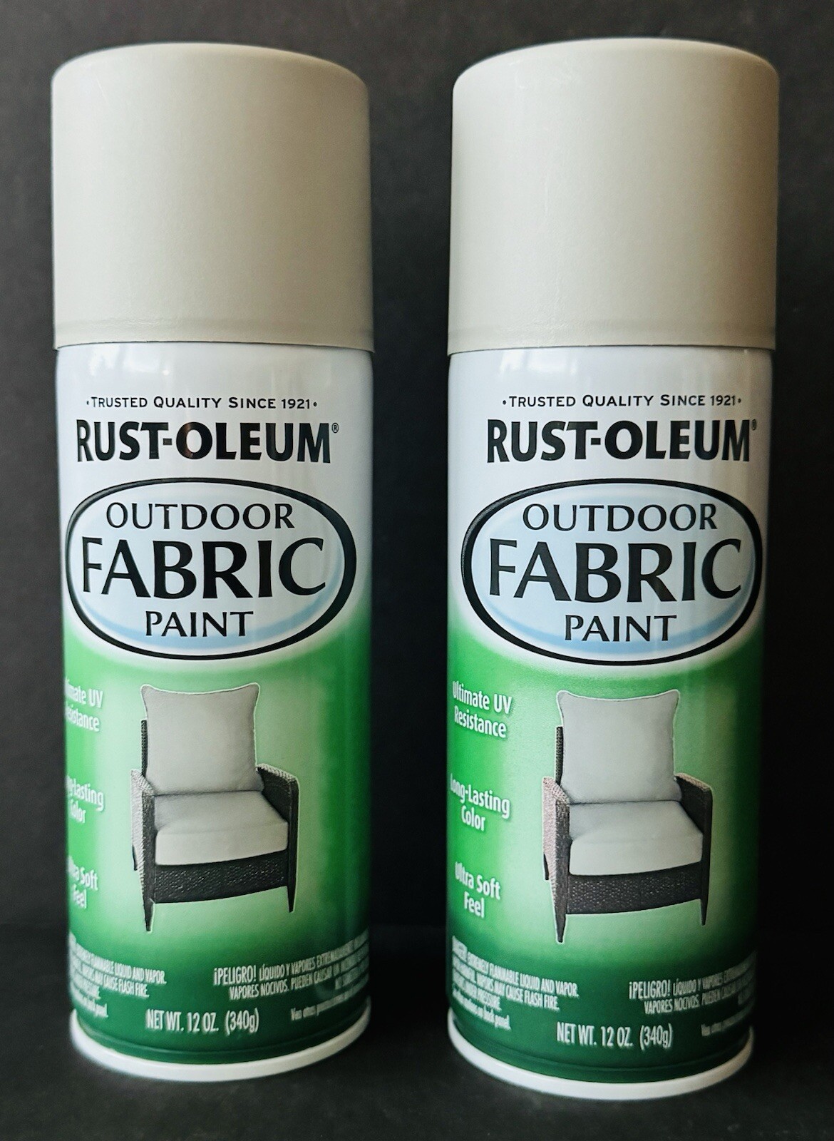 Rust-Oleum 358839 Outdoor Fabric Paint “MEDIUM GRAY”, 12oz (2 Pack)
