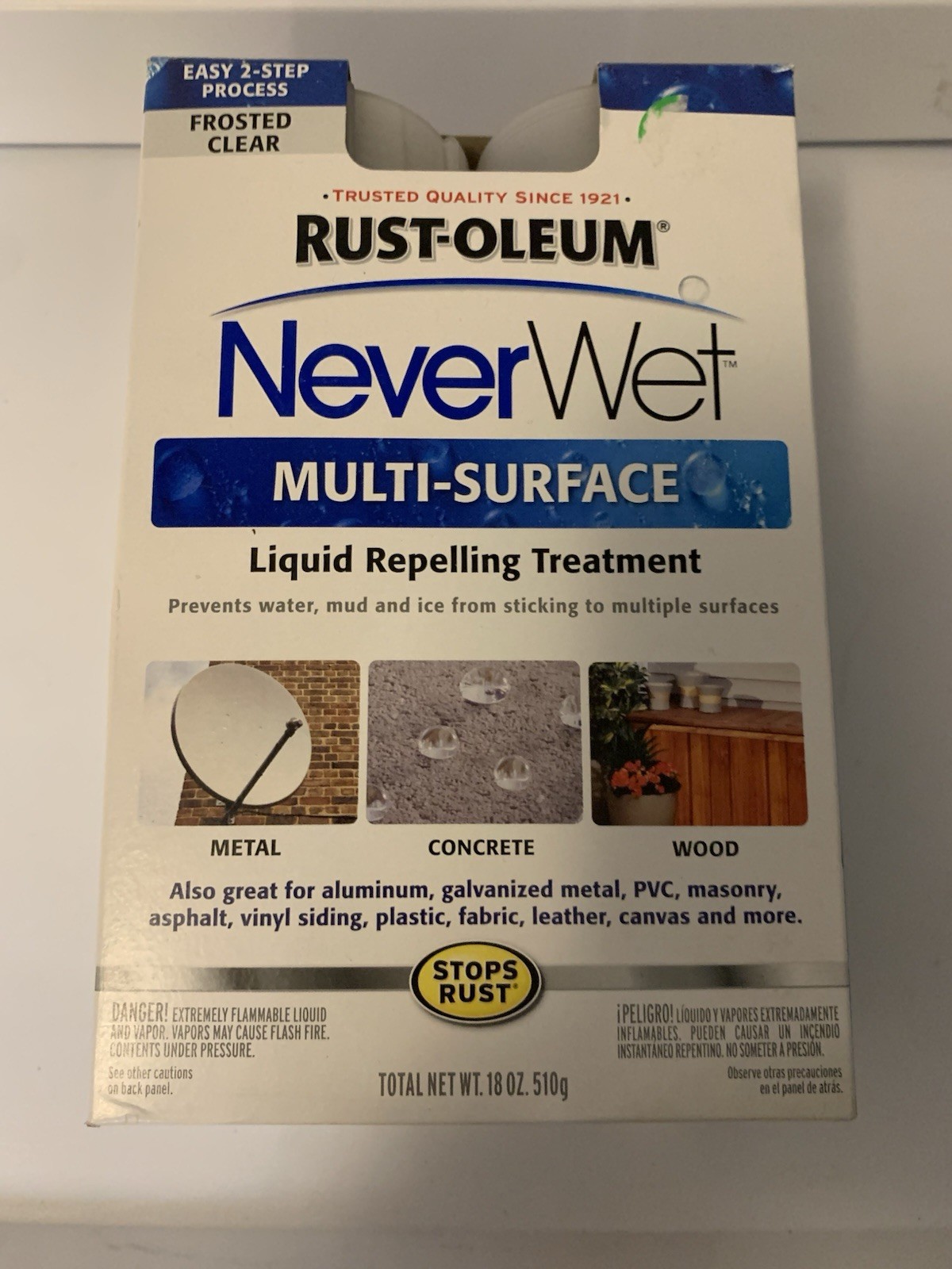 New Rust-Oleum NeverWet Multi-Surface Liquid Repelling Treatment – Frosted Clear
