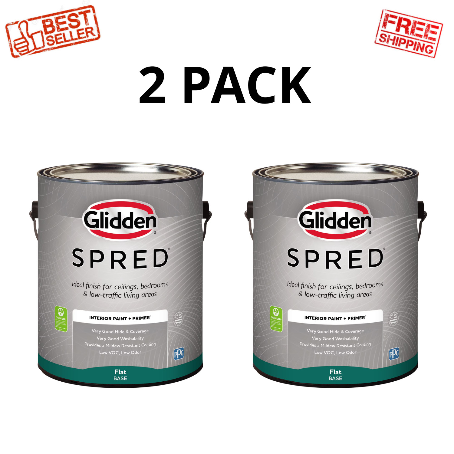 Glidden Spred Just Gorgeous Pink Paint Primer Eggshell 1 Gallon, 2 Pack