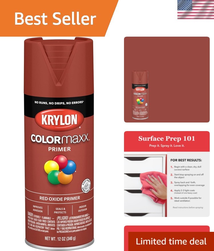 12 Oz Krylon COLORmaxx Red Oxide Primer – Versatile Indoor/Outdoor Use