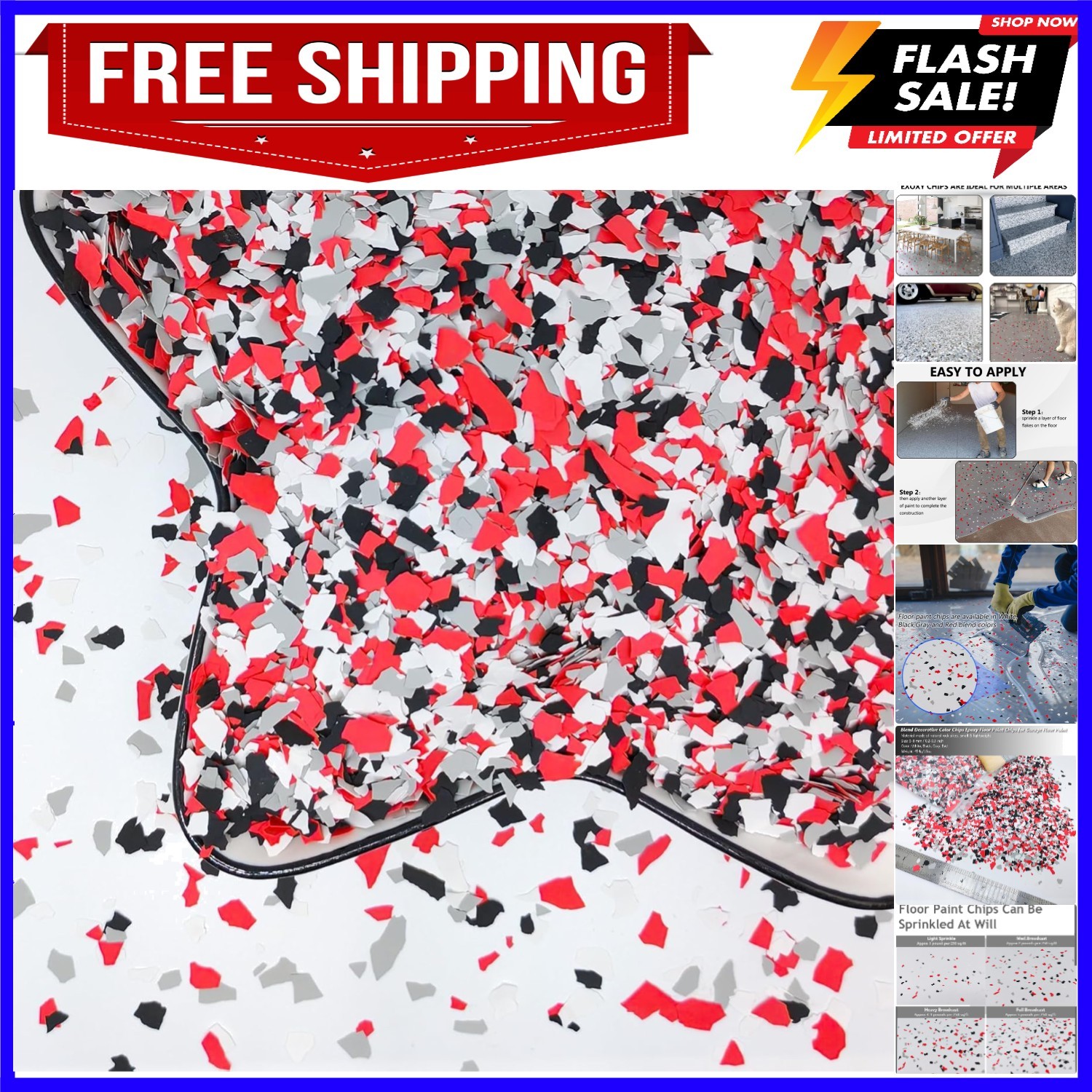 1LB Epoxy Floor Flakes Blend Decorative Color Chips Garage Paint Flakes Concr…