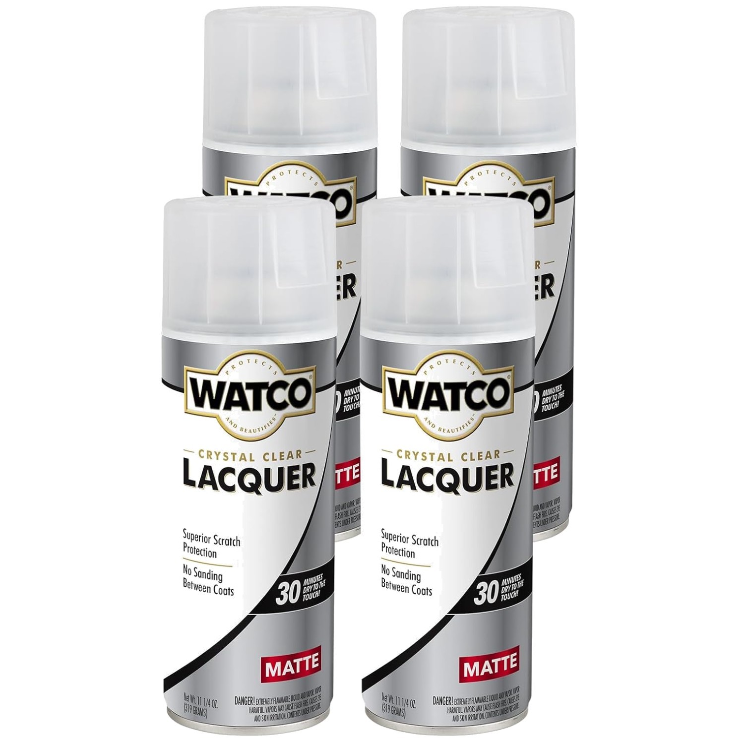 Crystal Clear Lacquer Spray, Matte Finish, 11.25 oz (4 Pack)