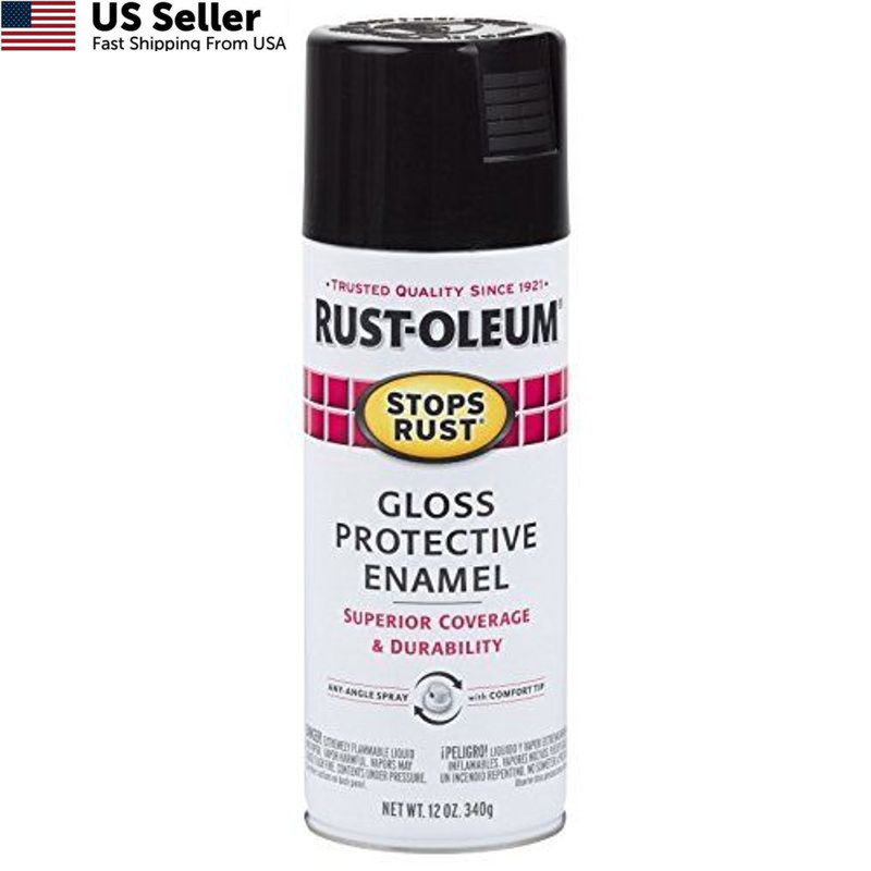 Rust-Oleum 7779830 Stops Rust Spray Paint, 12 Ounce (Pack of 1), Gloss Black