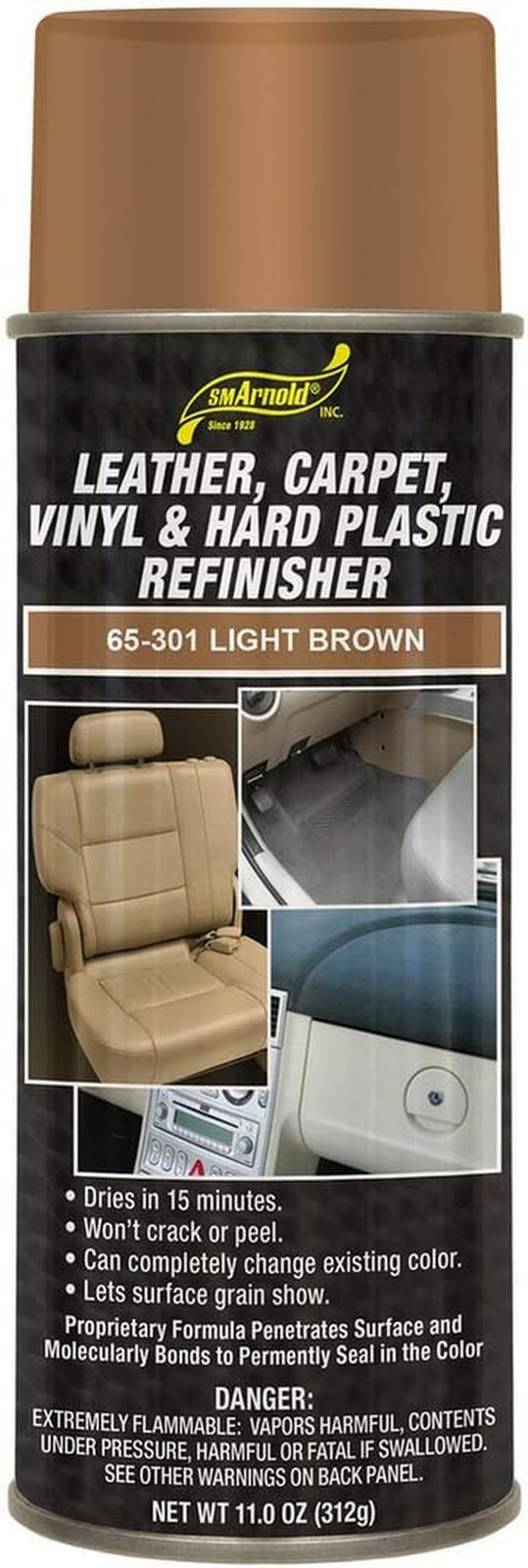 S.M. Arnold Refinishing Spray Paint – LIGHT BROWN 11 Oz. – for Leather, Carpet,