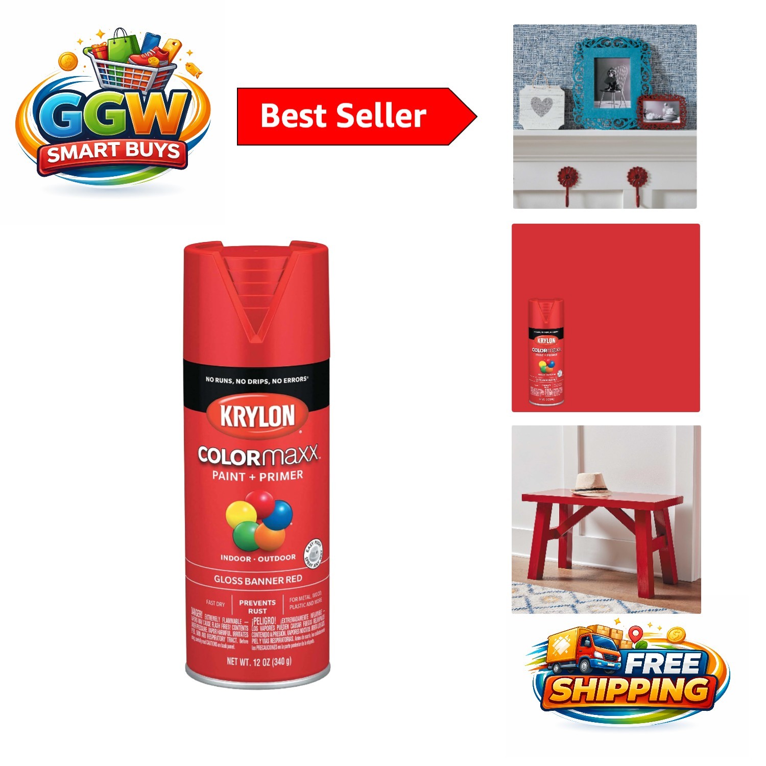 Transform Your Crafts with Krylon ColorMaxx 12 Oz. Gloss Banner Red Spray Paint