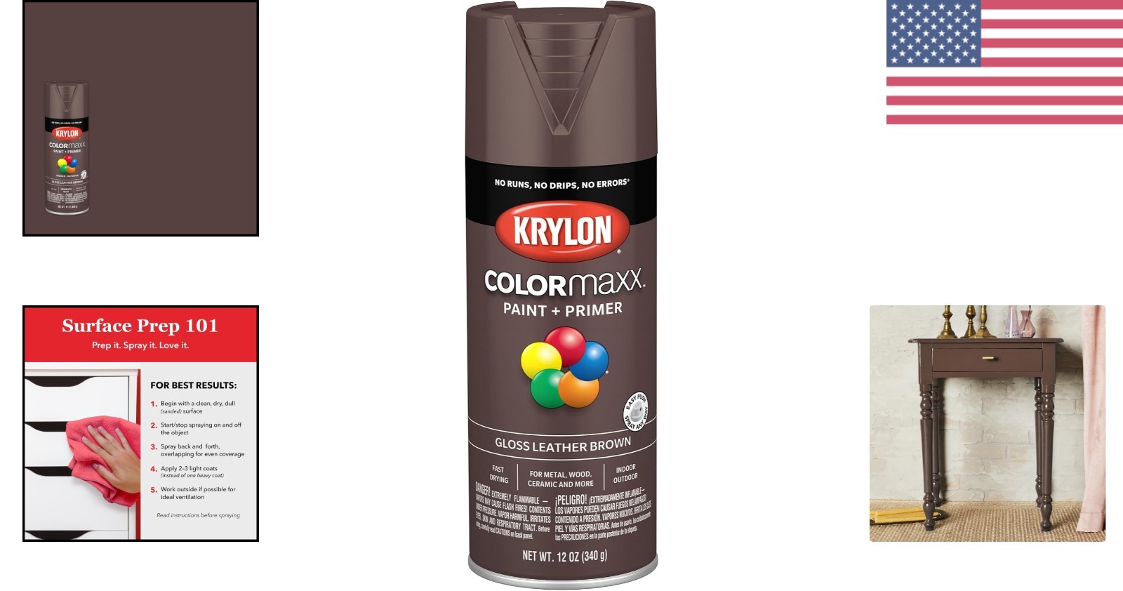 12oz Leather Brown Spray Paint & Primer for Versatile Indoor/Outdoor Use